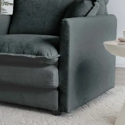 Walker Edison | Comfy Modular Cloud L Shaped Sectional Sofa With Ottoman