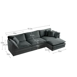 Walker Edison | Comfy Modular Cloud L Shaped Sectional Sofa With Ottoman