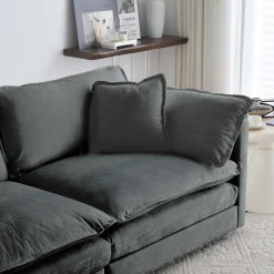 Walker Edison | Comfy Modular Cloud L Shaped Sectional Sofa With Ottoman