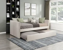 Walker Edison | Contemporary Modern Upholstered Twin Trundle Daybed