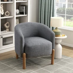 Walker Edison | Contemporary Style Accent Chair with Solid Wood Legs