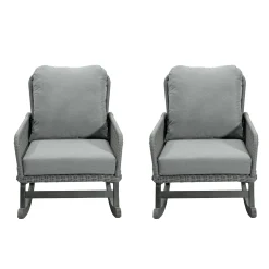 Walker Edison | Contemporary Minimalist Outdoor Rocking Chair Set of 2