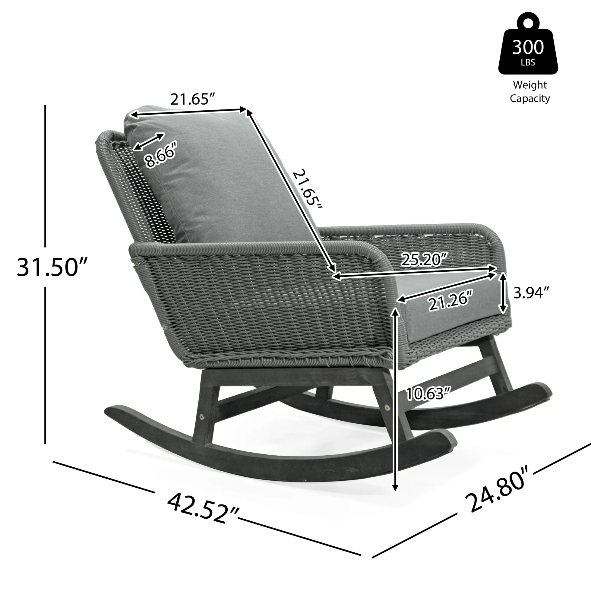 Walker Edison | Contemporary Minimalist Outdoor Rocking Chair Set of 2
