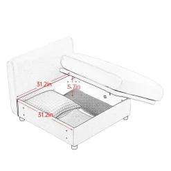 Walker Edison | Contemporary White Chenille L-Shaped Sofa with Storage and Ottoman