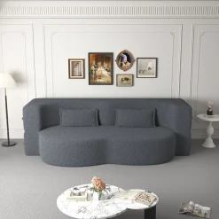 Walker Edison | Convertible Modern Teddy Floor Full Size Sofa Bed with Pillows
