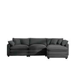 Walker Edison | Corduroy Cloud Plush Sectional Sofa with Ottoman
