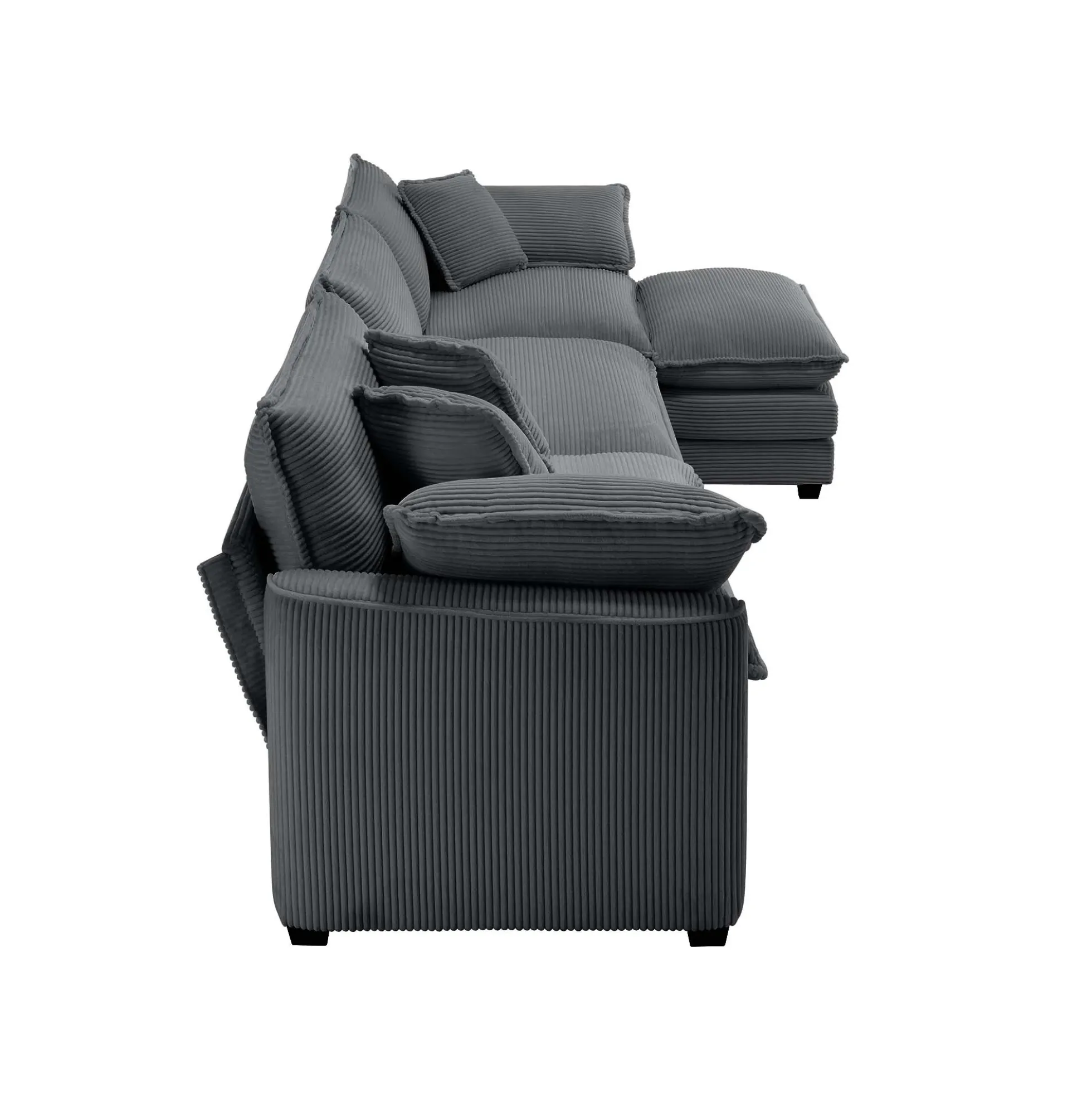 Walker Edison | Corduroy Cloud Plush Sectional Sofa with Ottoman