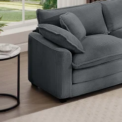Walker Edison | Corduroy Cloud Plush Sectional Sofa with Ottoman