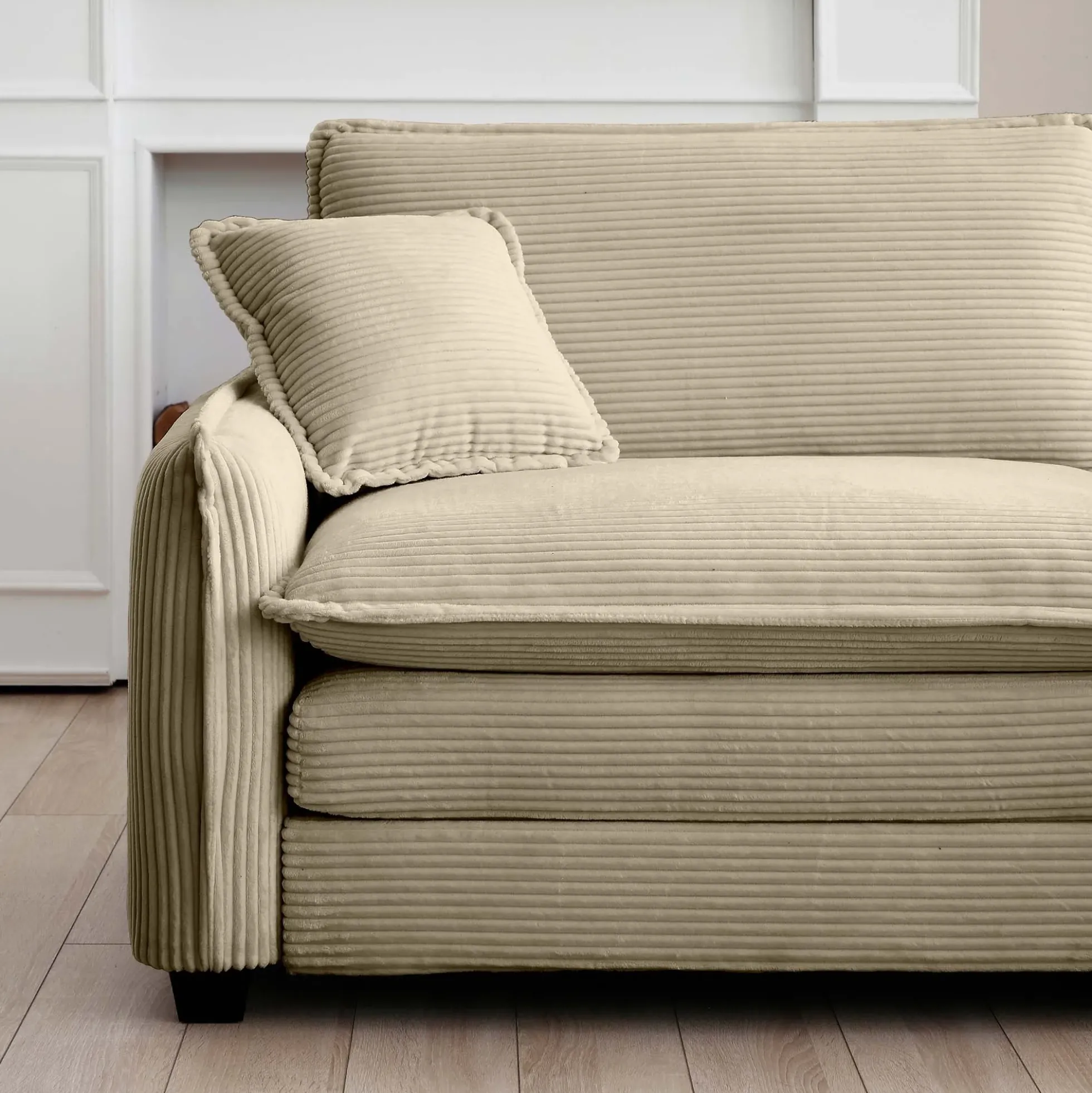 Walker Edison | Corduroy Cloud Couch with Ottoman
