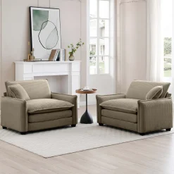 Walker Edison | Corduroy Cloud Deep Seated Accent Sofa Chairs