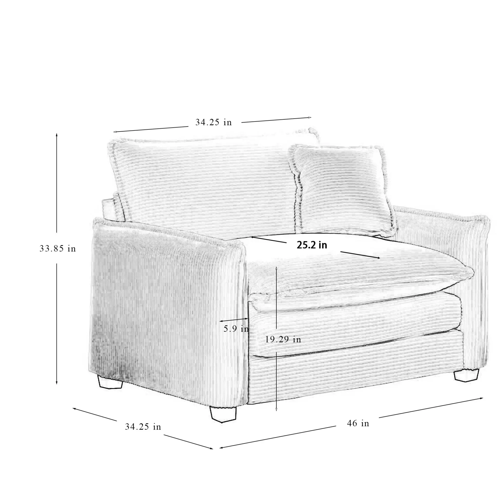 Walker Edison | Corduroy Cloud Deep Seated Accent Sofa Chairs