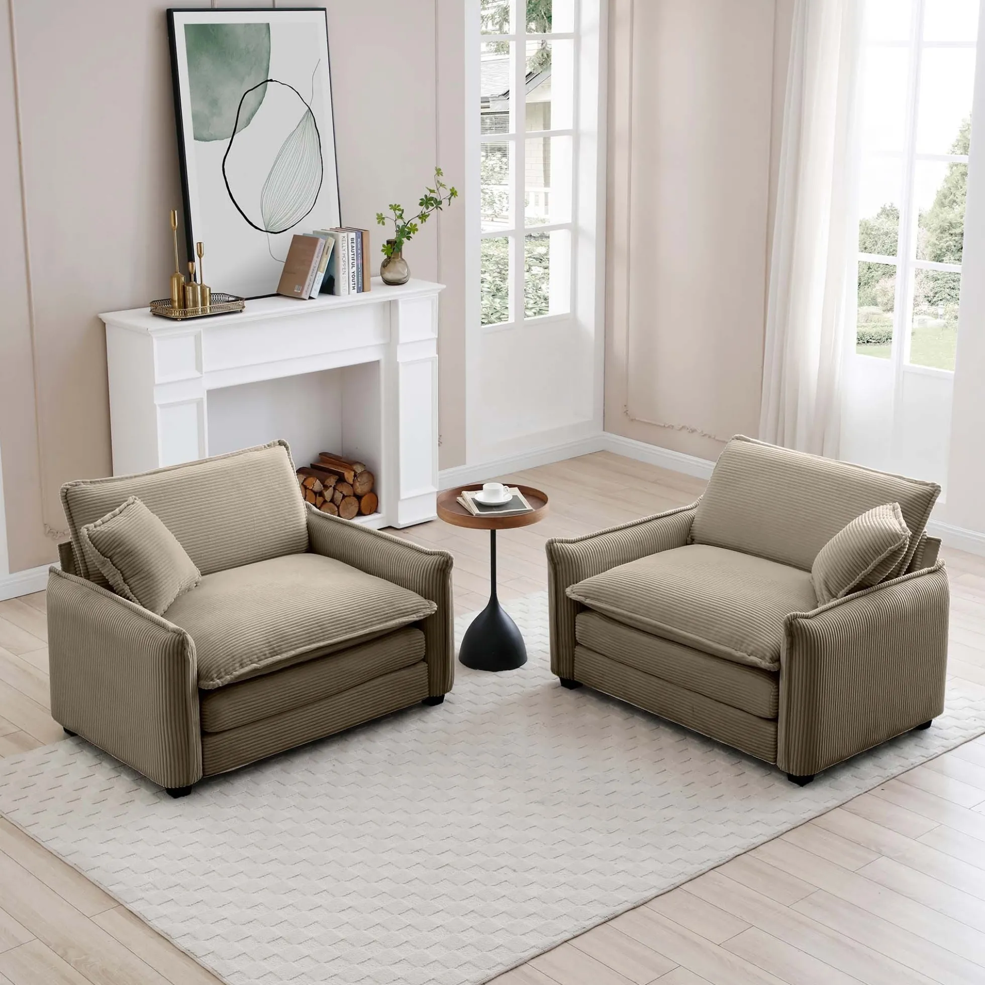Walker Edison | Corduroy Cloud Deep Seated Accent Sofa Chairs