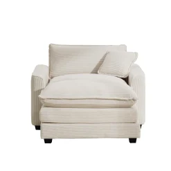 Walker Edison | Corduroy Deep Seat Cloud Accent Chair with Ottoman Set
