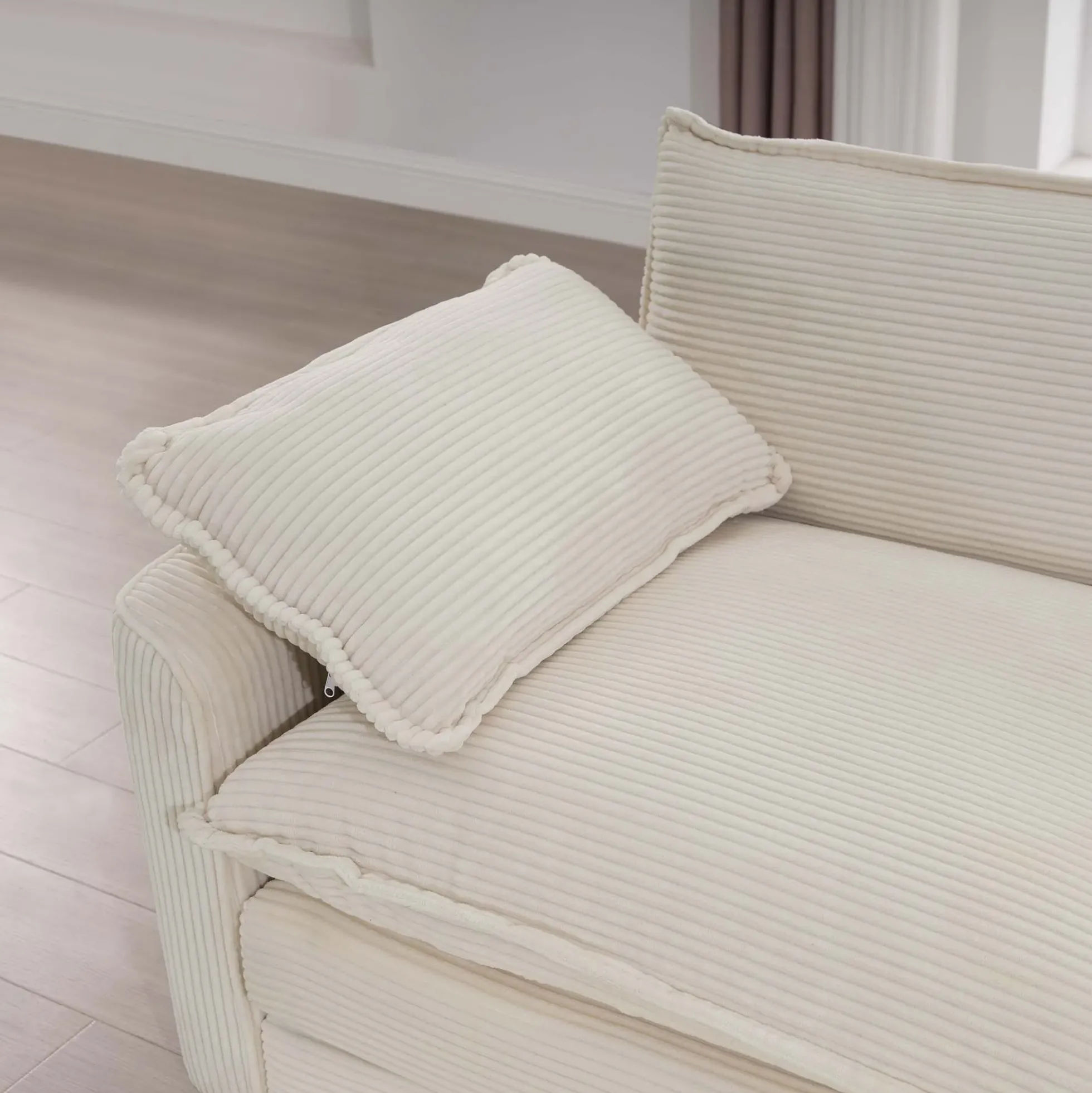 Walker Edison | Corduroy Deep Seat Cloud Accent Chair with Ottoman Set