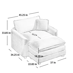 Walker Edison | Corduroy Deep Seat Cloud Accent Chair with Ottoman Set