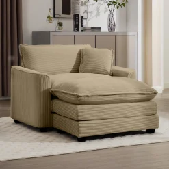Walker Edison | Corduroy Deep Seat Sofa Chair with Ottoman