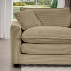 Walker Edison | Corduroy Deep Seat Sofa Chair with Ottoman
