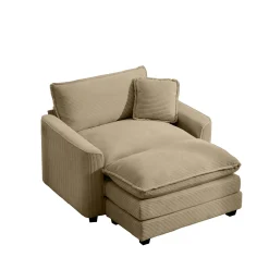 Walker Edison | Corduroy Deep Seat Sofa Chair with Ottoman