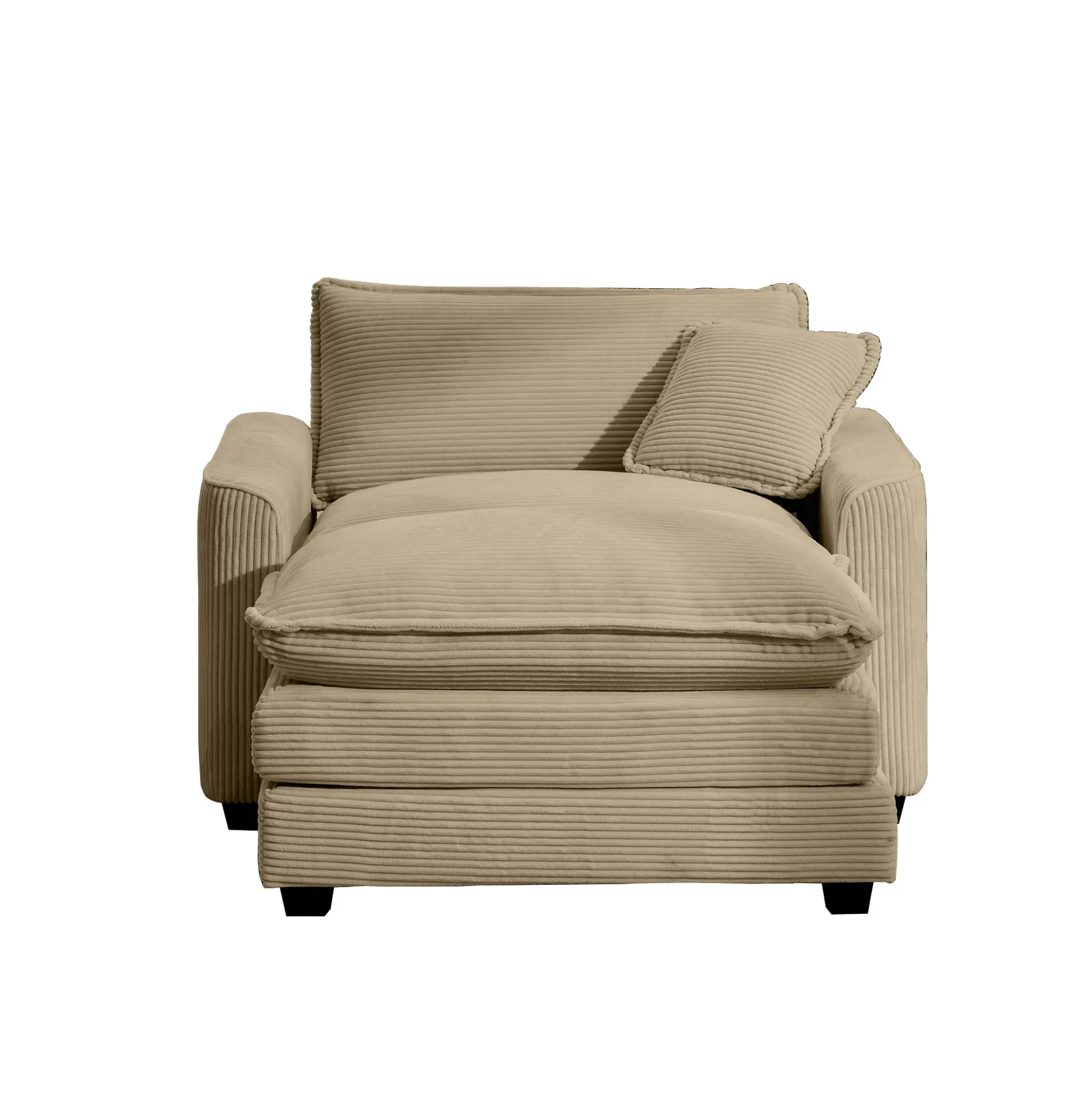 Walker Edison | Corduroy Deep Seat Sofa Chair with Ottoman