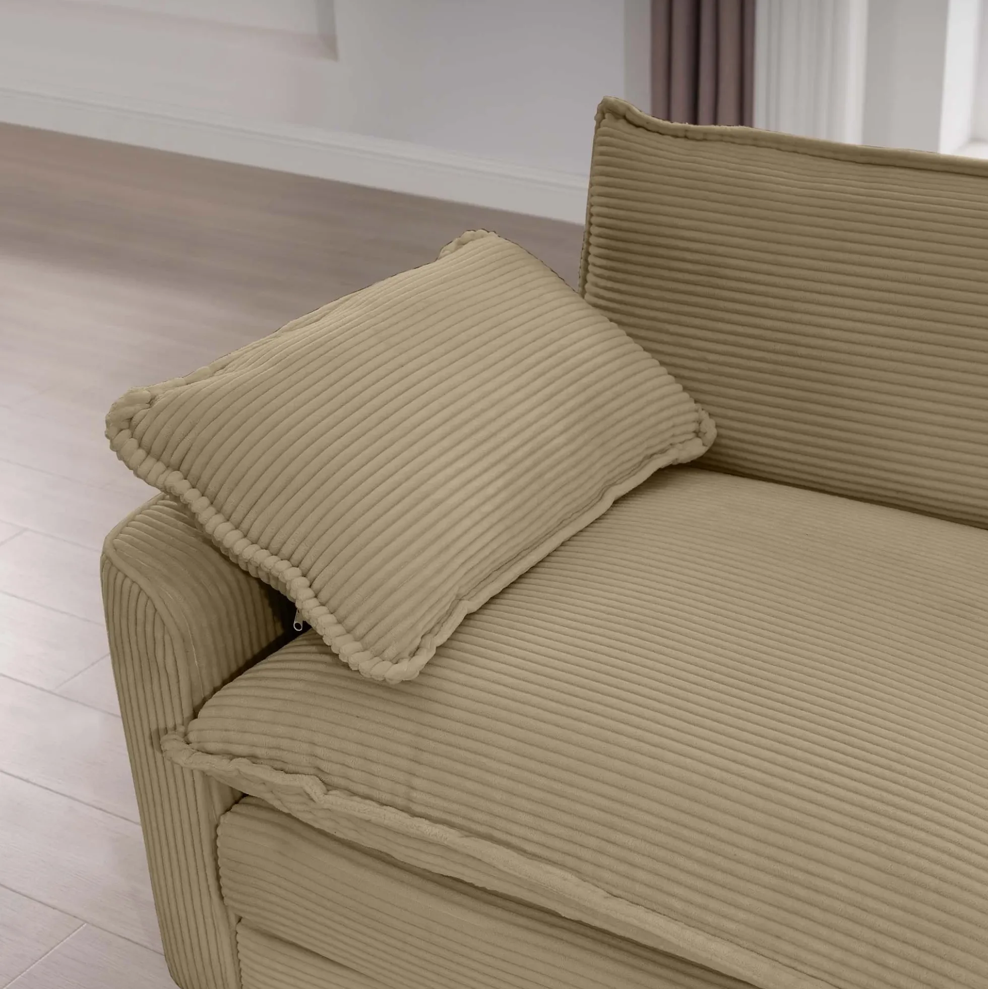 Walker Edison | Corduroy Deep Seat Sofa Chair with Ottoman