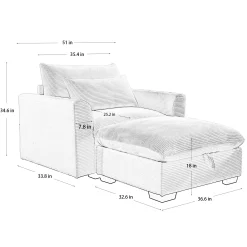 Walker Edison | Corduroy Deep Seat Accent Chair with Storage Ottoman