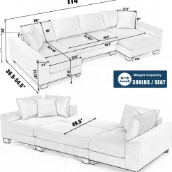 Walker Edison | Corduroy Pull Out 114' Sleeper Sofa Bed