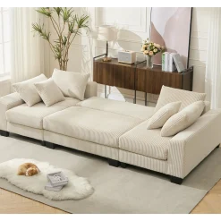 Walker Edison | Corduroy Pull Out 114' Sleeper Sofa Bed