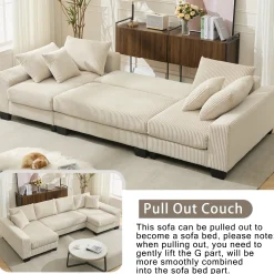 Walker Edison | Corduroy Pull Out 114' Sleeper Sofa Bed