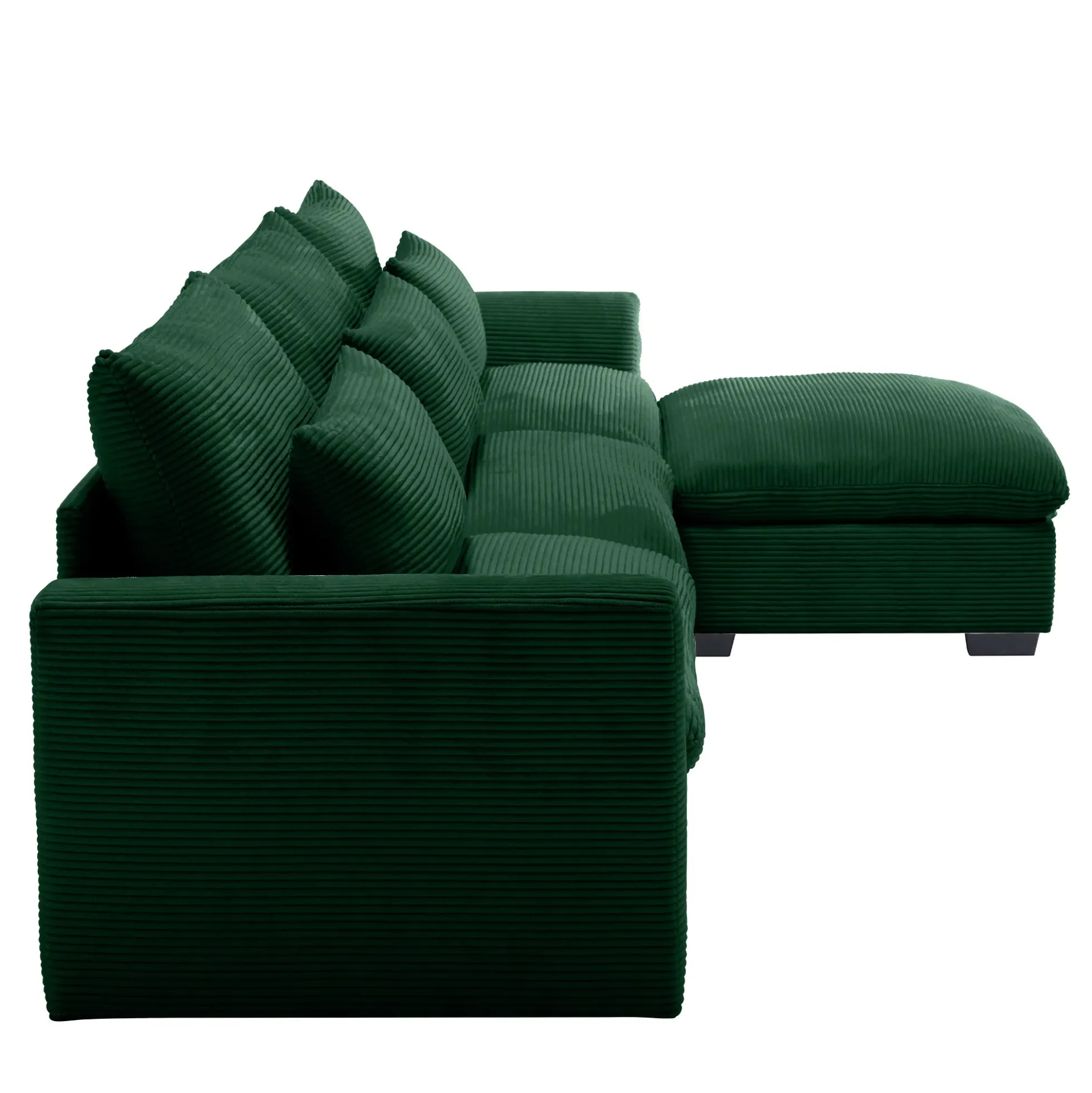 Walker Edison | Corduroy Sectional Sofa with Storage Ottoman