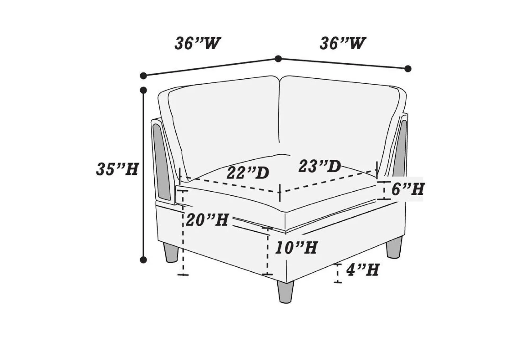 Walker Edison | Corner 5 Piece Modular Sofa Set with Ottoman