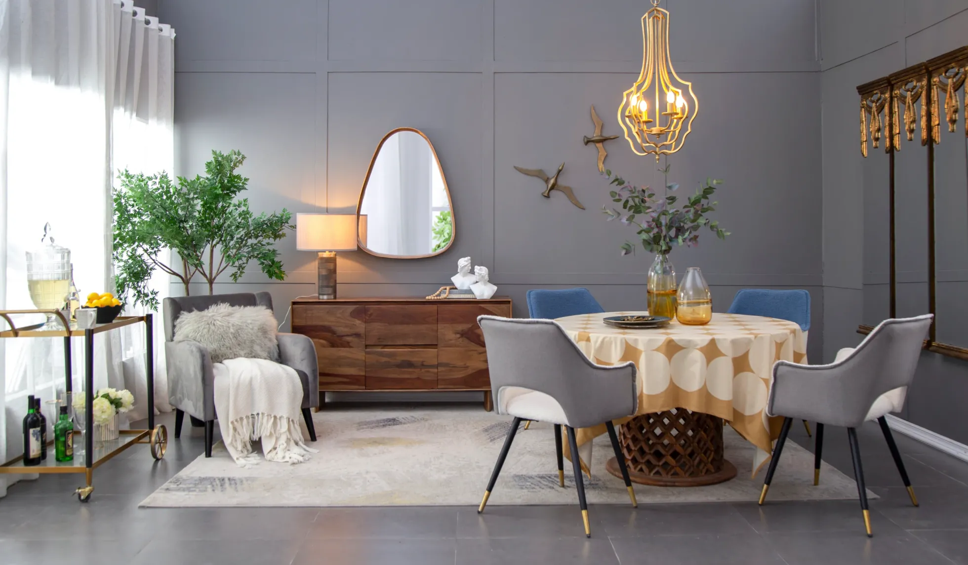 Walker Edison | Curve Design Wood Mirror