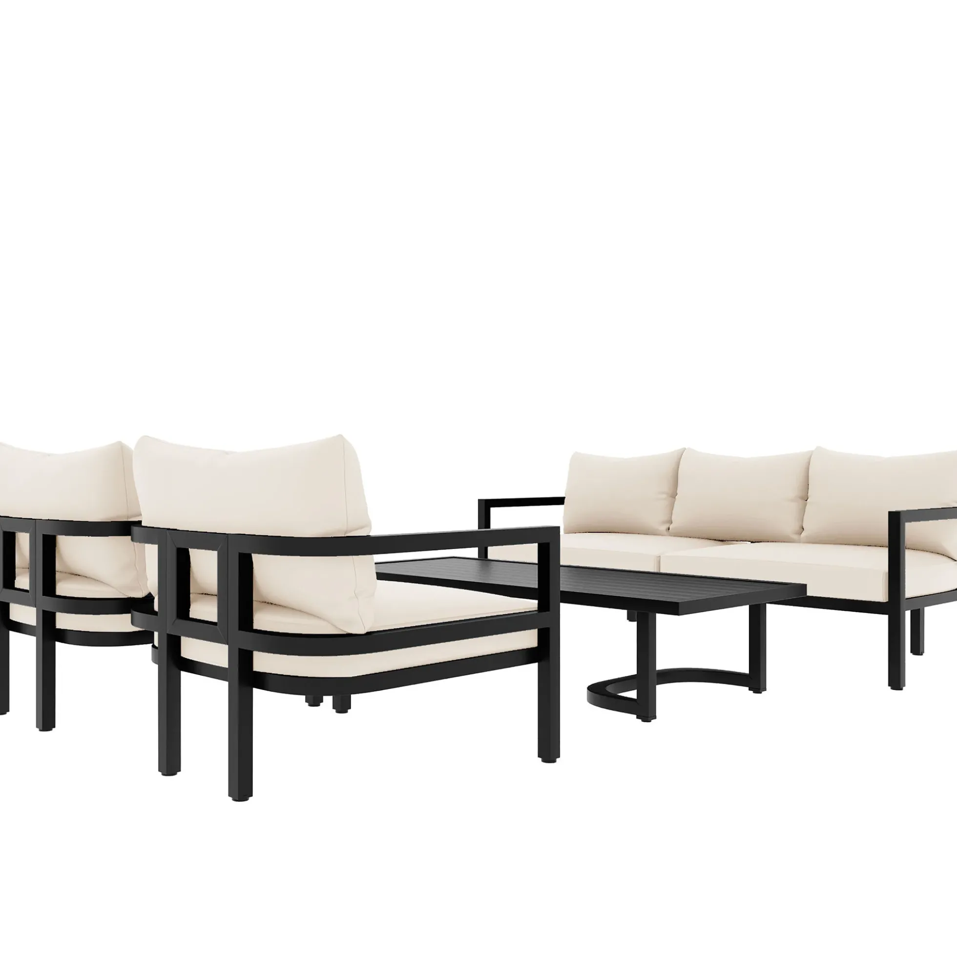 Walker Edison | Curve Design Steel Outdoor Sofa Set