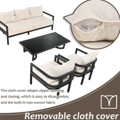 Walker Edison | Curve Design Steel Outdoor Sofa Set