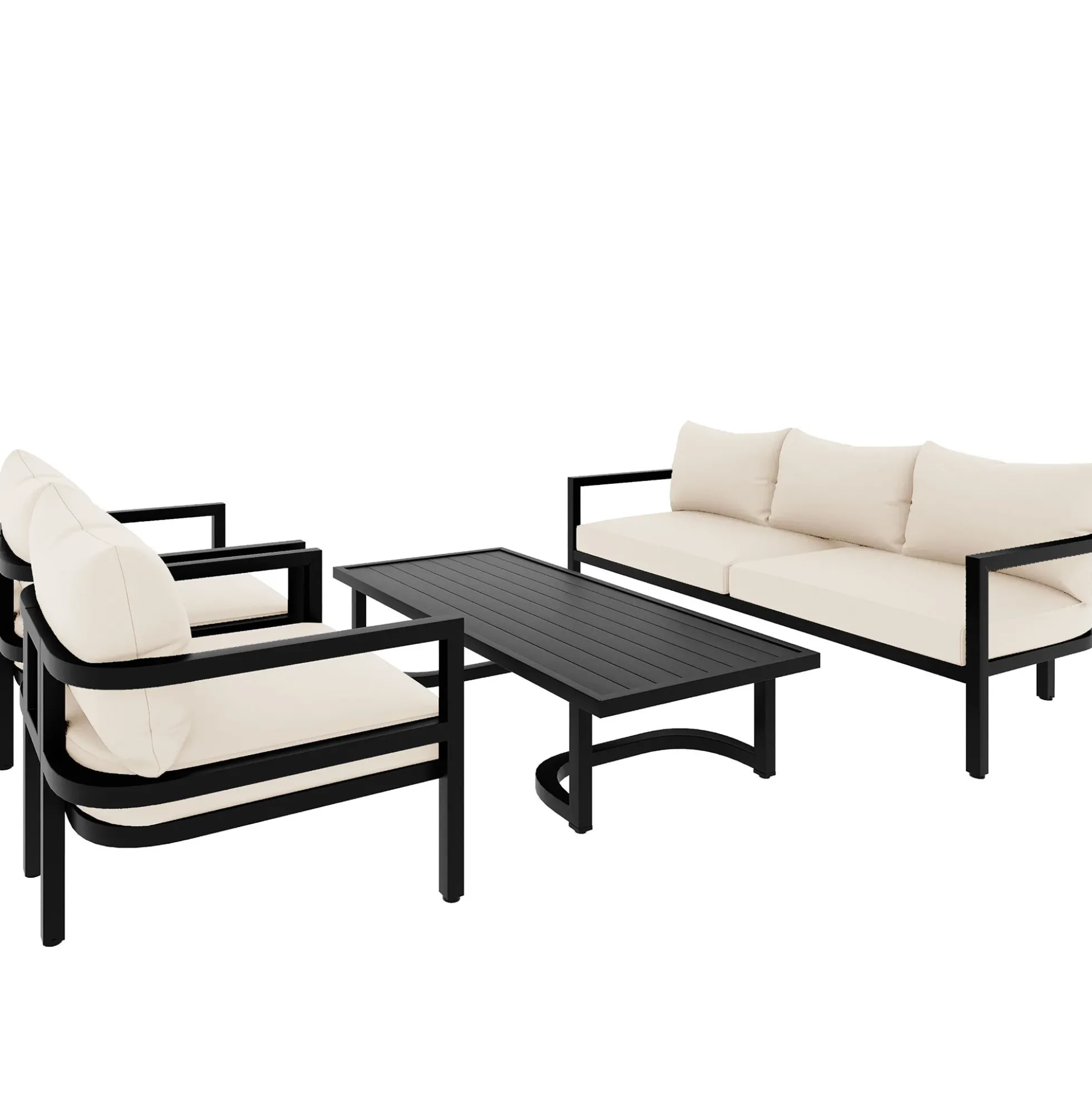 Walker Edison | Curve Design Steel Outdoor Sofa Set