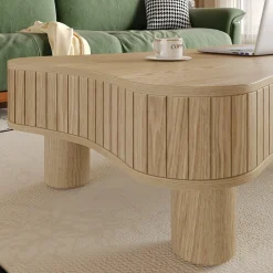 Walker Edison | Curve Design Reeded Lift Top Coffee Table and Desk