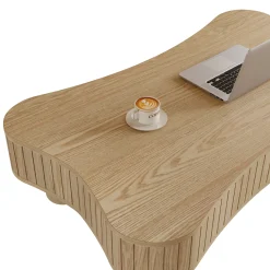 Walker Edison | Curve Design Reeded Lift Top Coffee Table and Desk