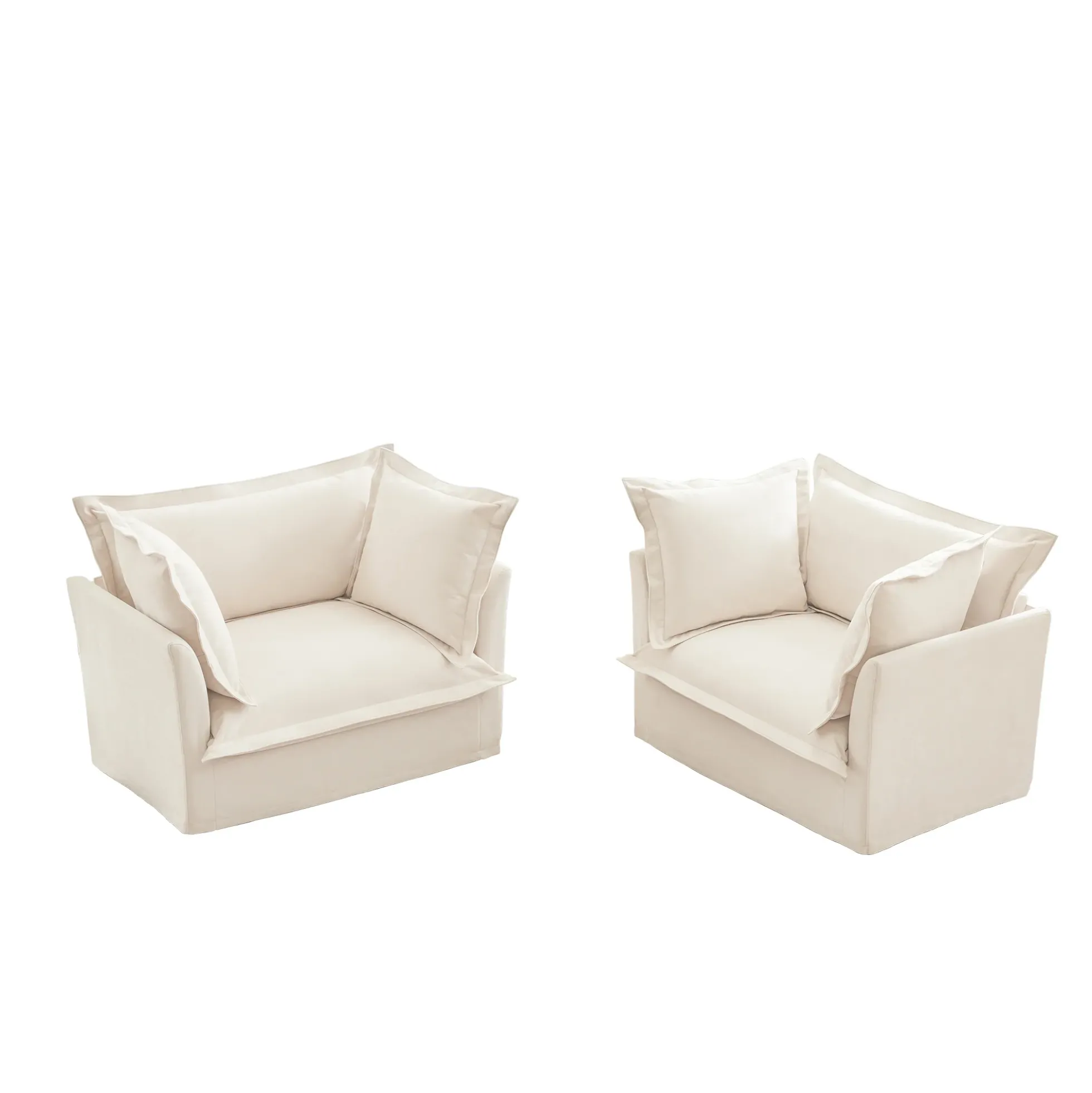 Walker Edison | Deep Seat Slipcovered Accent Chair Set