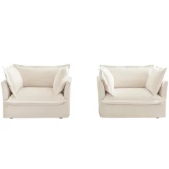 Walker Edison | Deep Seat Slipcovered Accent Chair Set