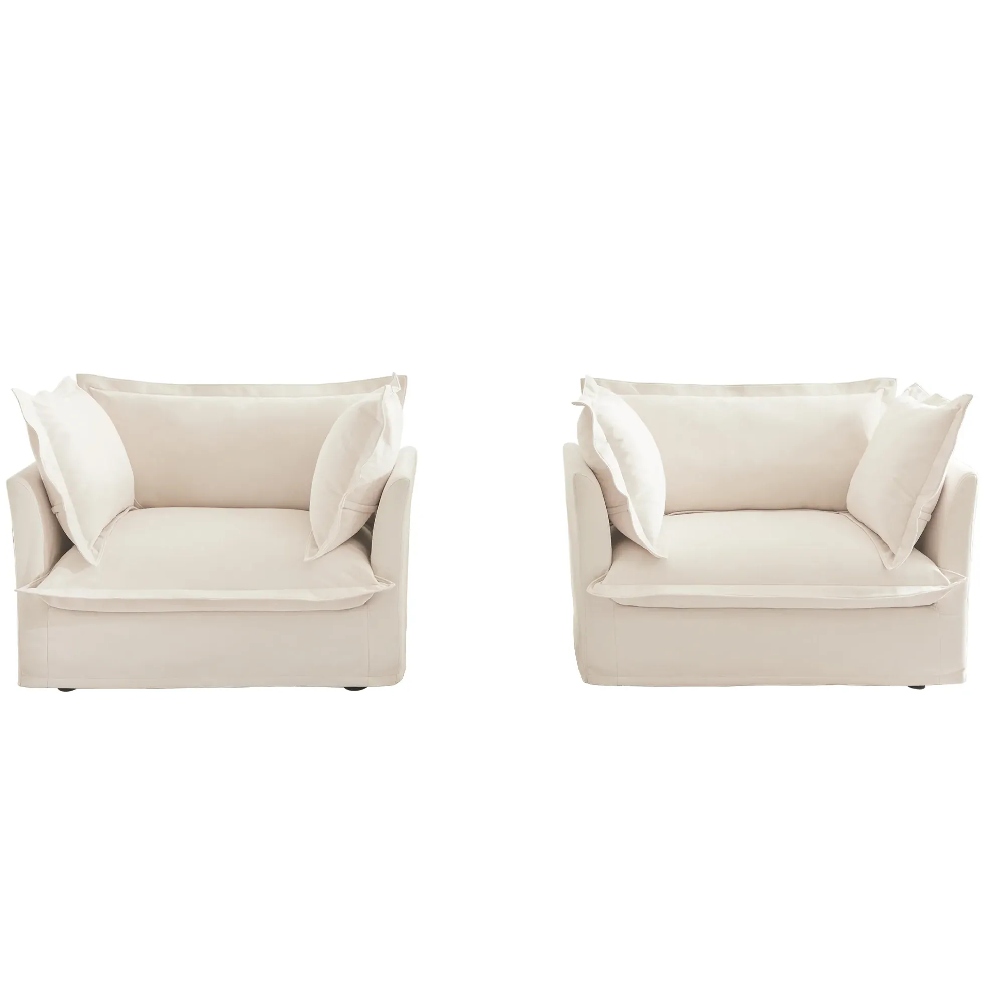 Walker Edison | Deep Seat Slipcovered Accent Chair Set