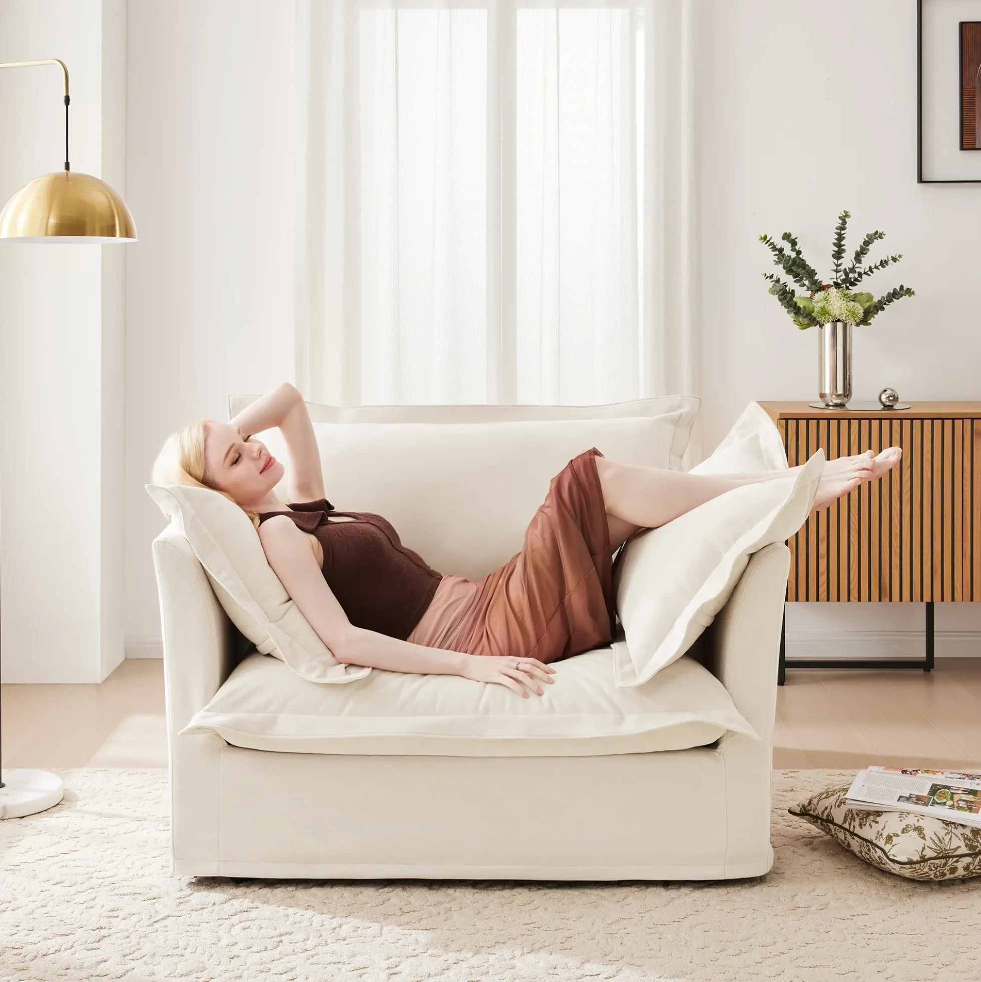 Walker Edison | Deep Seat Slipcovered Accent Chair Set