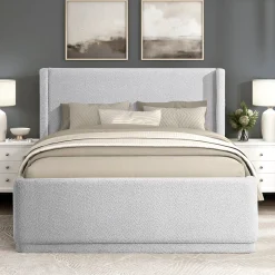 Walker Edison | Elegant Wingback Headboard Queen Platform Bed