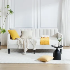 Walker Edison | Elena Twin Size Ivory Boucle Upholstered Daybed