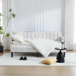 Walker Edison | Elena Twin Size Ivory Boucle Upholstered Daybed