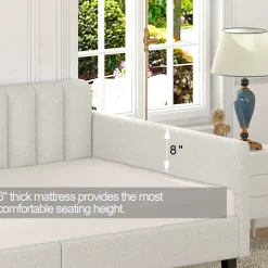 Walker Edison | Elena Twin Size Ivory Boucle Upholstered Daybed