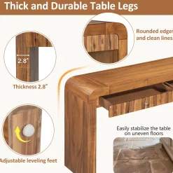 Walker Edison | Entryway Fluted Curve Design Console/Desk Table with Drawers