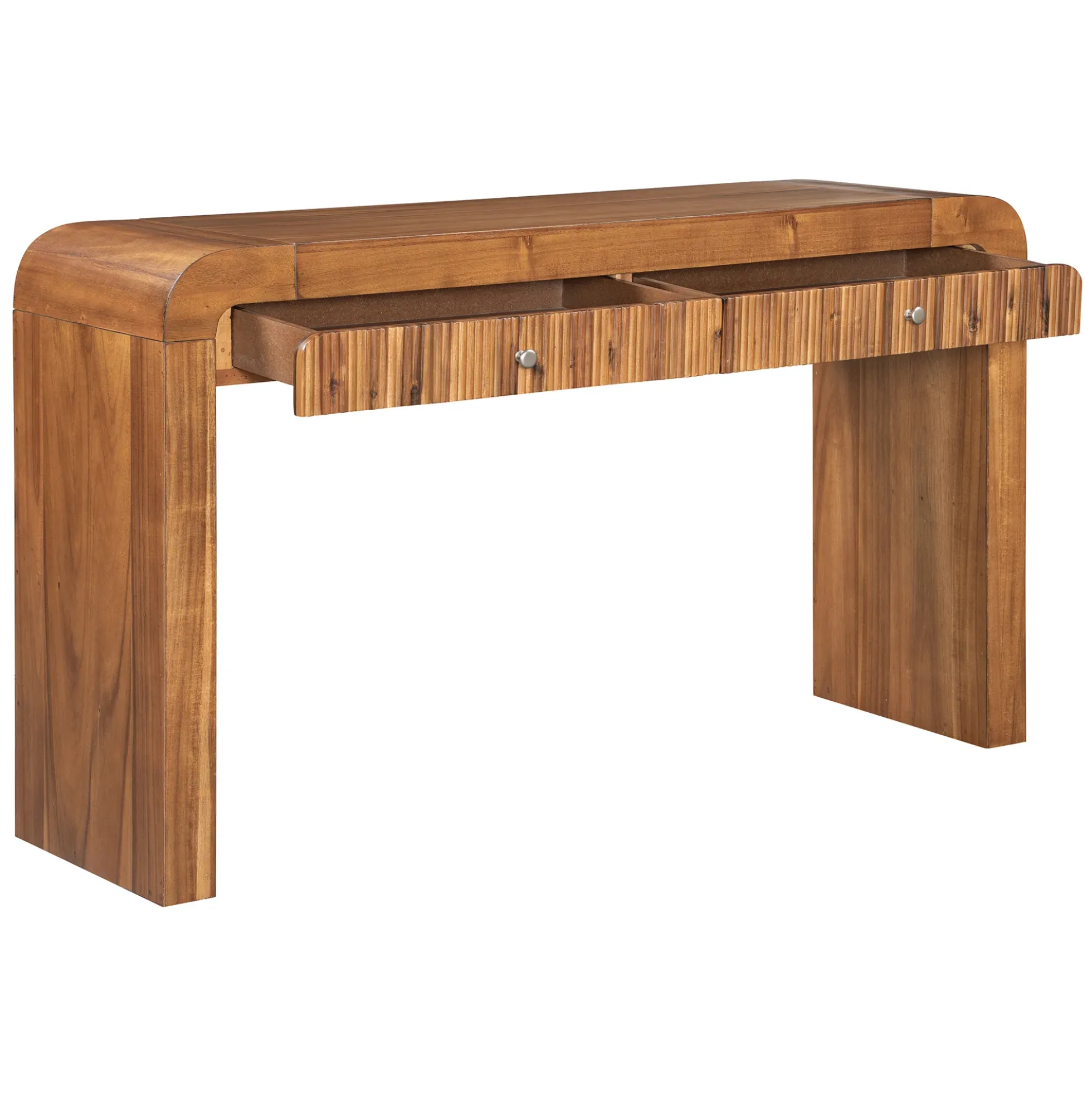 Walker Edison | Entryway Fluted Curve Design Console/Desk Table with Drawers