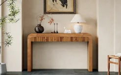 Walker Edison | Entryway Fluted Curve Design Console/Desk Table with Drawers