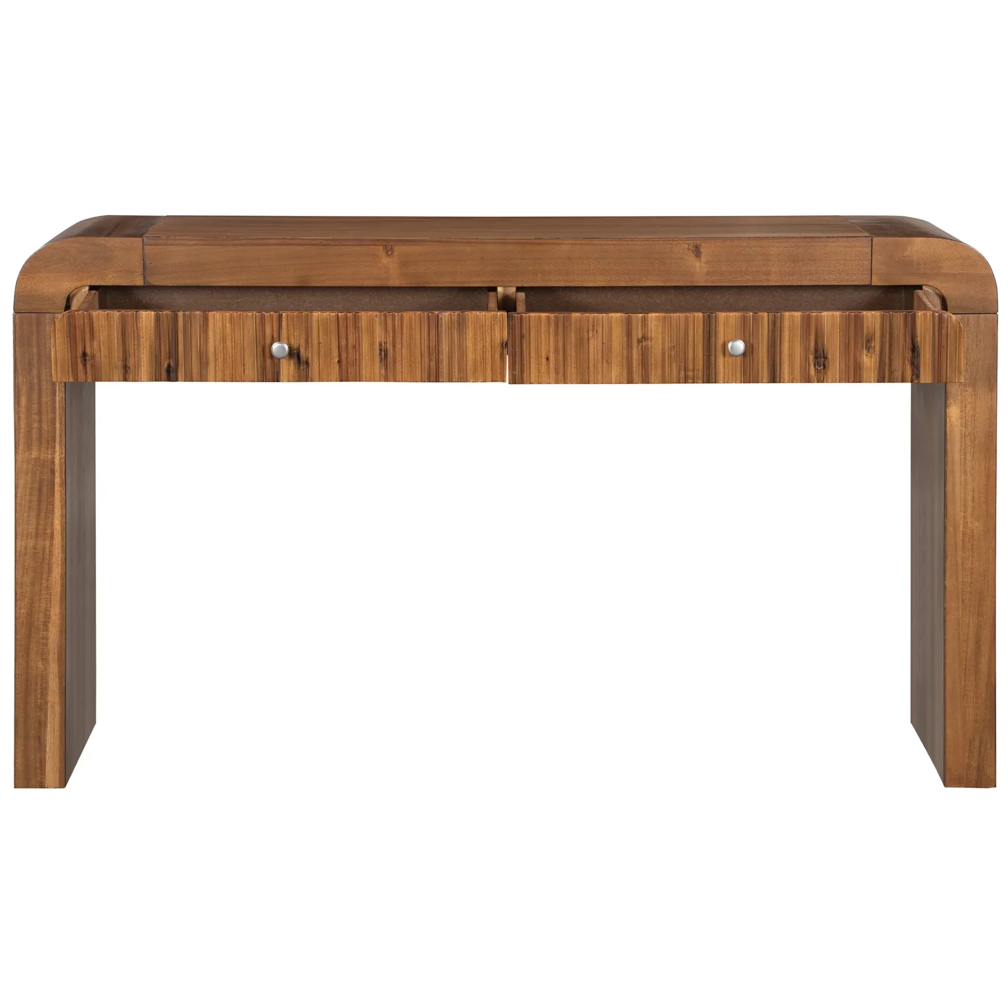 Walker Edison | Entryway Fluted Curve Design Console/Desk Table with Drawers