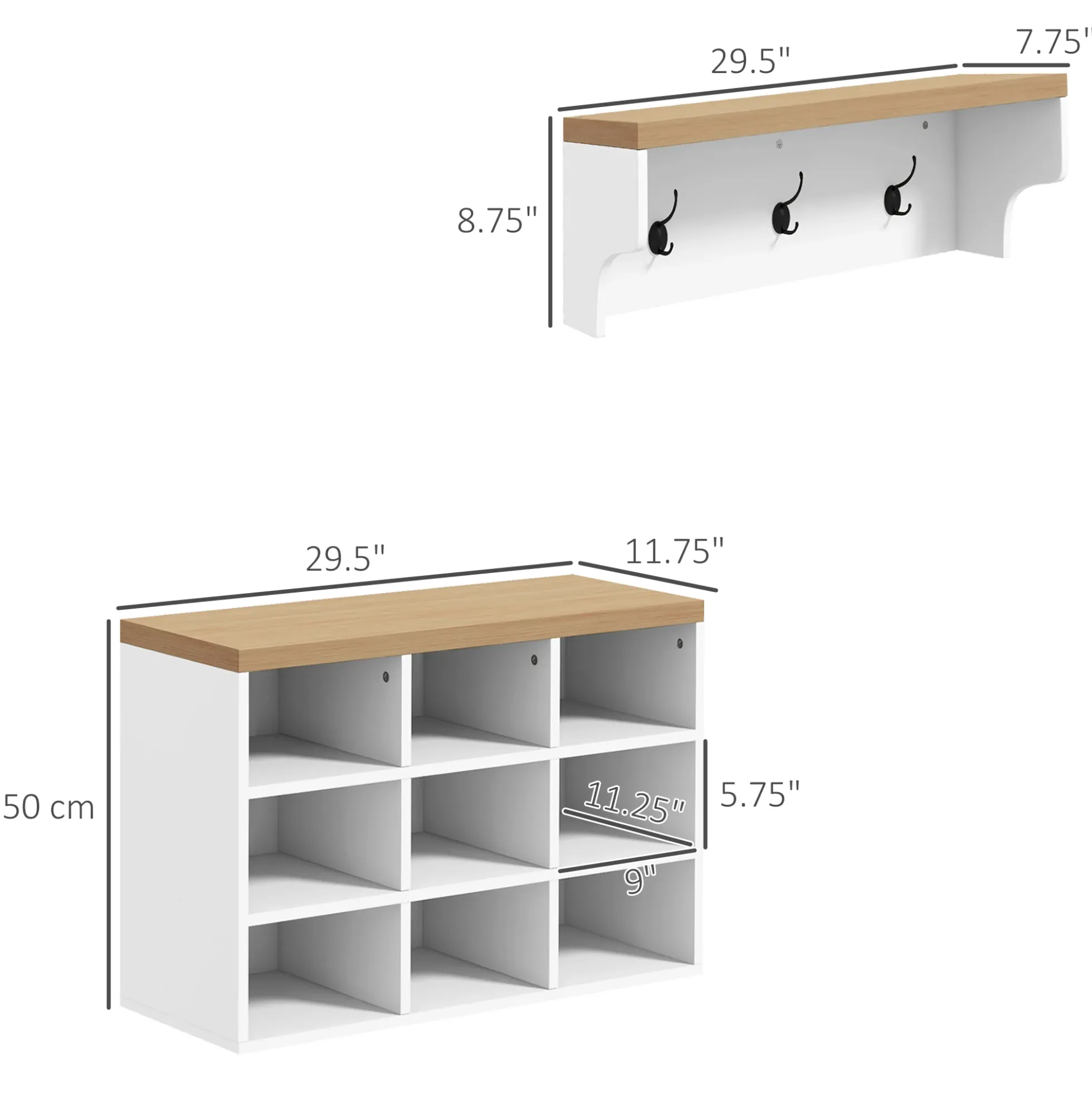Walker Edison | Entryway 2-in-1 Coat Rack and Shoe Bench Set