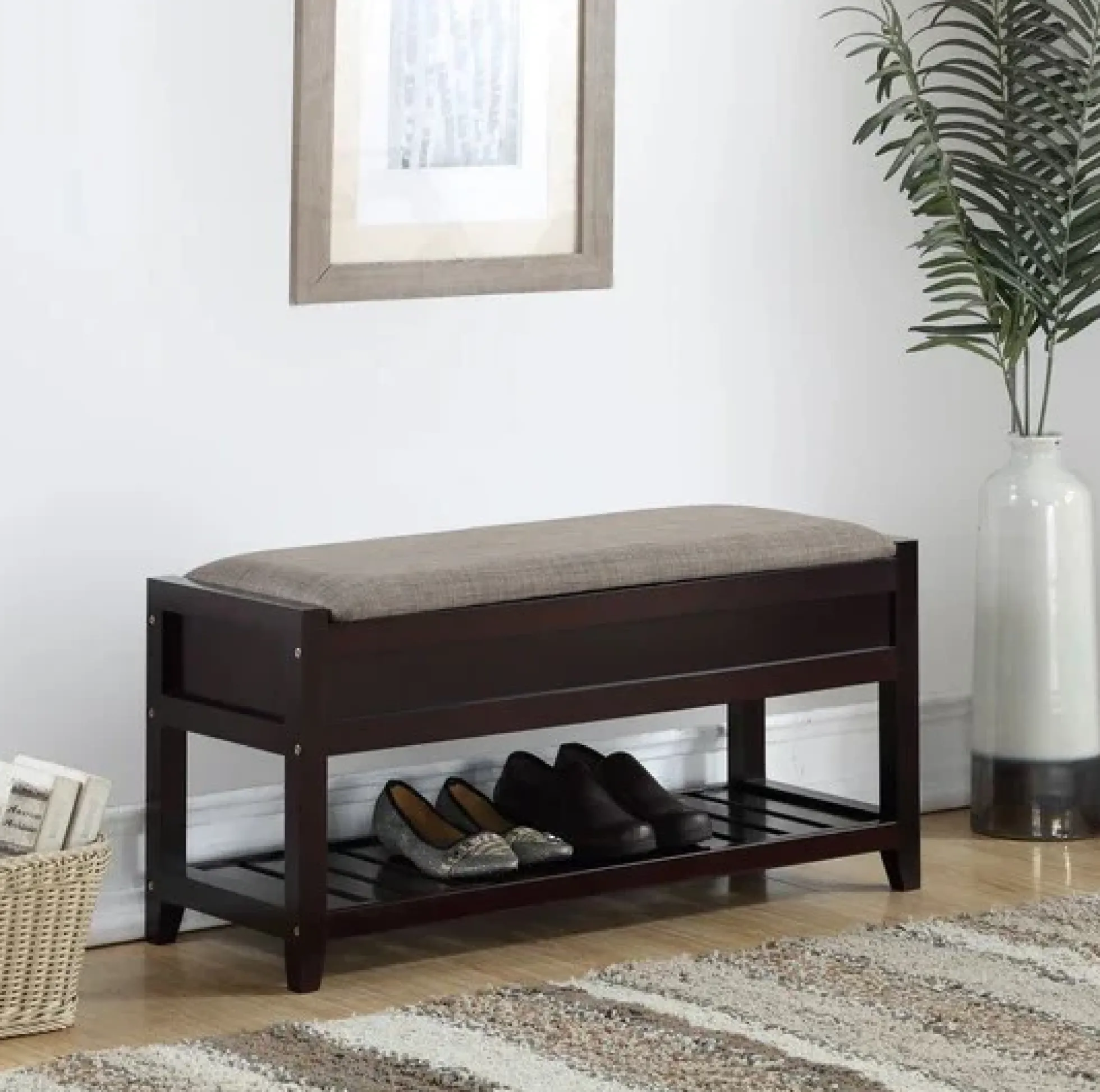 Walker Edison | Entryway Seating Bench with Shoe Storage